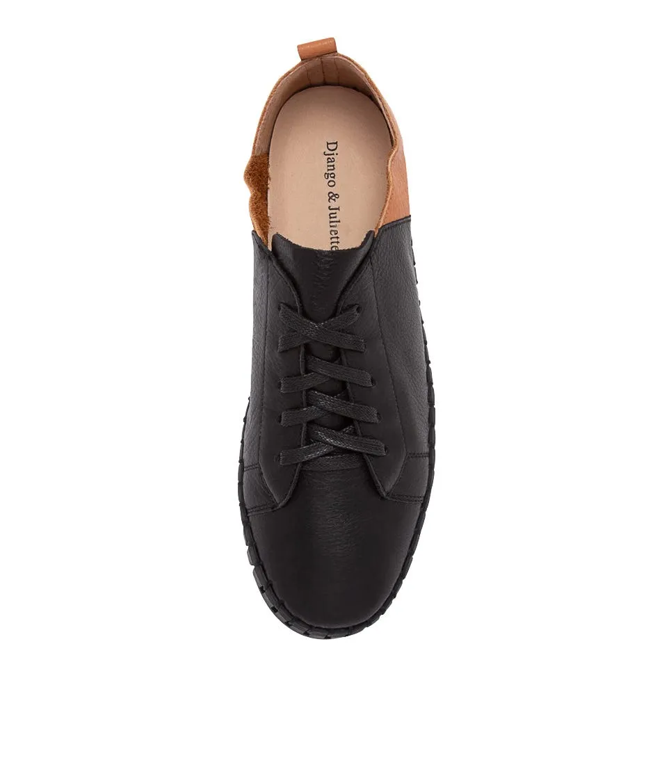 DJANGO & JULIETTE Luxit Black Scotch Leather Sneakers