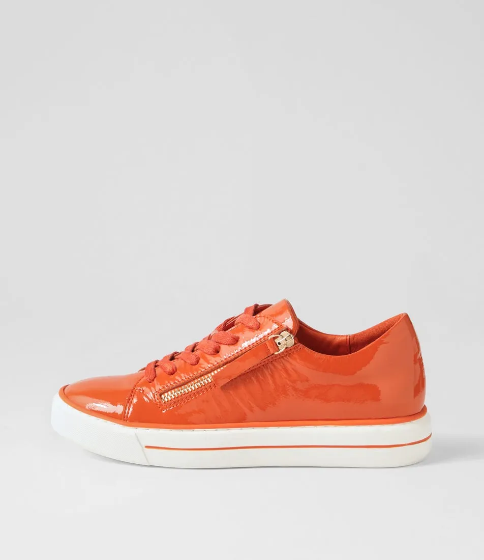 DJANGO & JULIETTE Yuna Orange White Patent Leather Sneakers