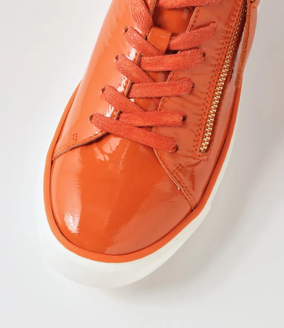 DJANGO & JULIETTE Yuna Orange White Patent Leather Sneakers