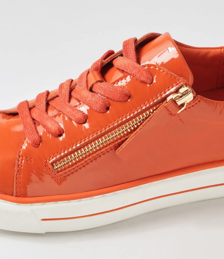 DJANGO & JULIETTE Yuna Orange White Patent Leather Sneakers