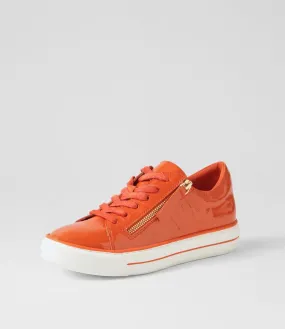 DJANGO & JULIETTE Yuna Orange White Patent Leather Sneakers