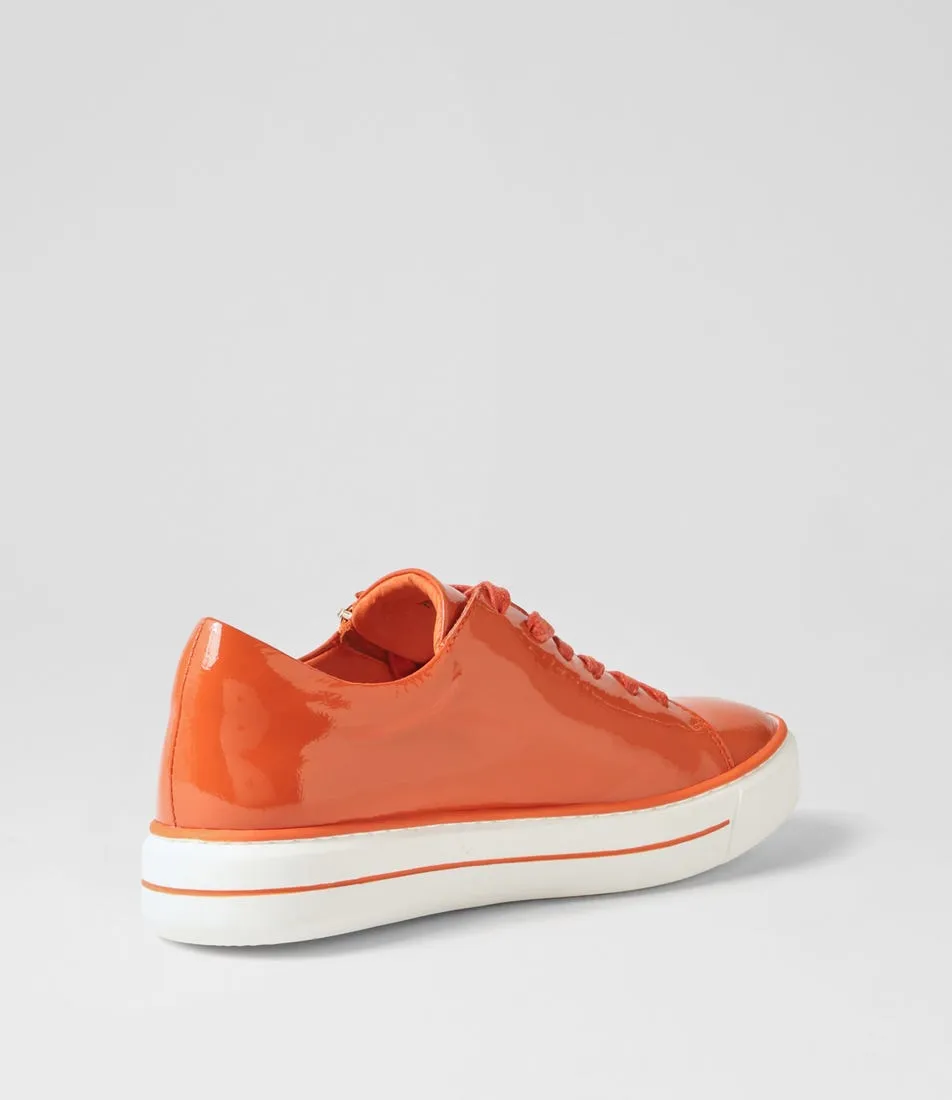 DJANGO & JULIETTE Yuna Orange White Patent Leather Sneakers