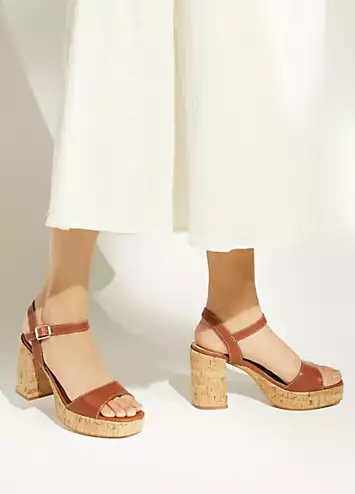 Dune London Jodi Tan Cork-Platform Heeled Sandals | Grattan