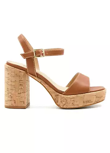 Dune London Jodi Tan Cork-Platform Heeled Sandals | Grattan