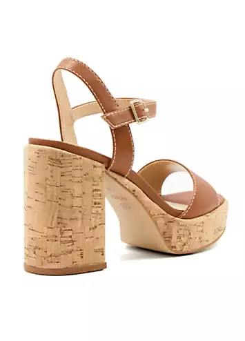 Dune London Jodi Tan Cork-Platform Heeled Sandals | Grattan