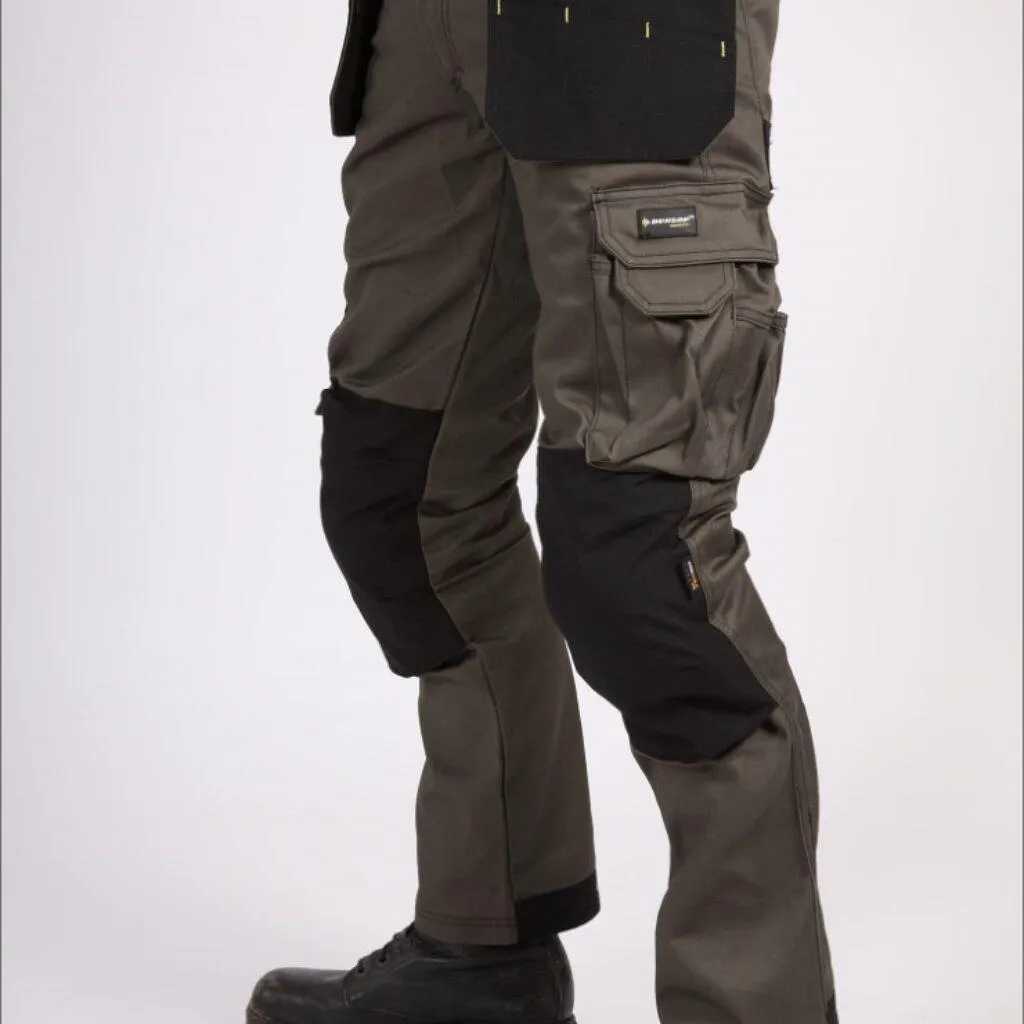 Dunlop on site trousers - Army Green/Black with back and full zip