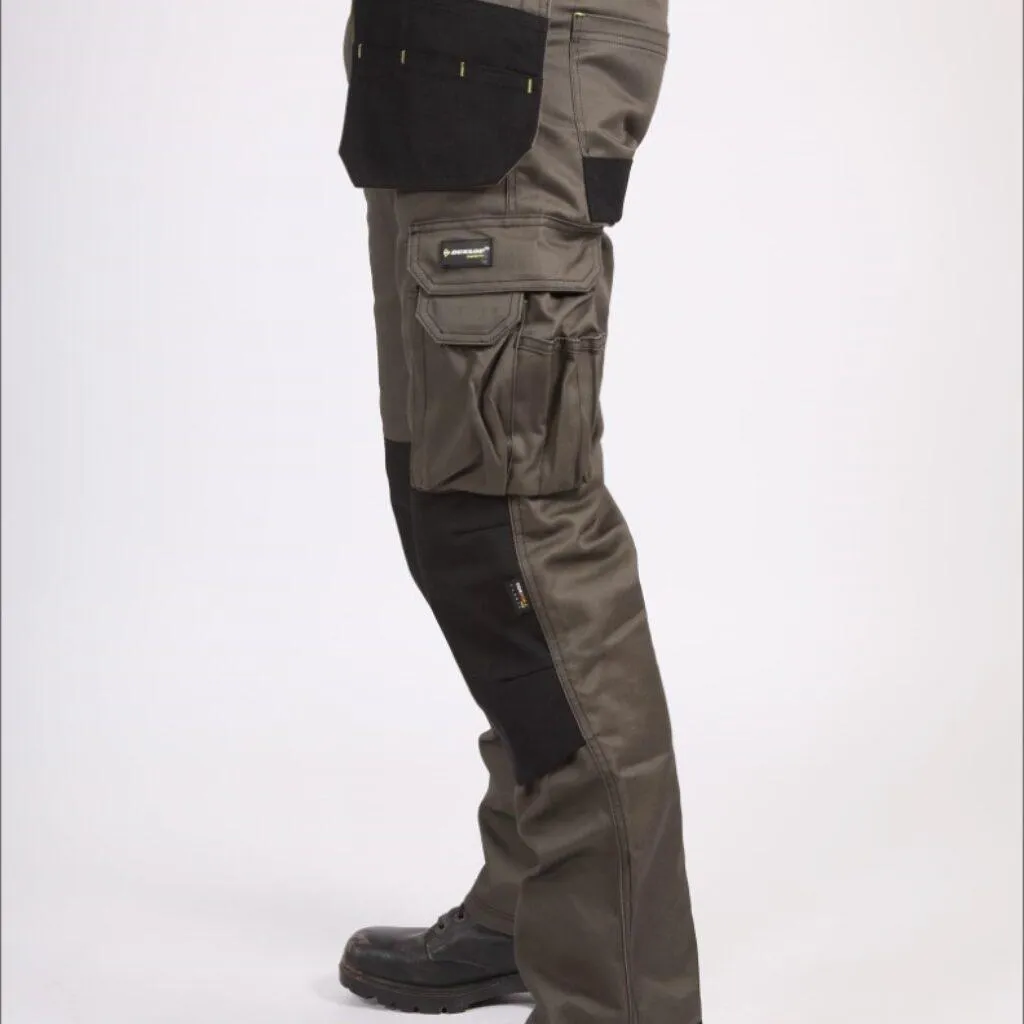 Dunlop on site trousers - Army Green/Black with back and full zip