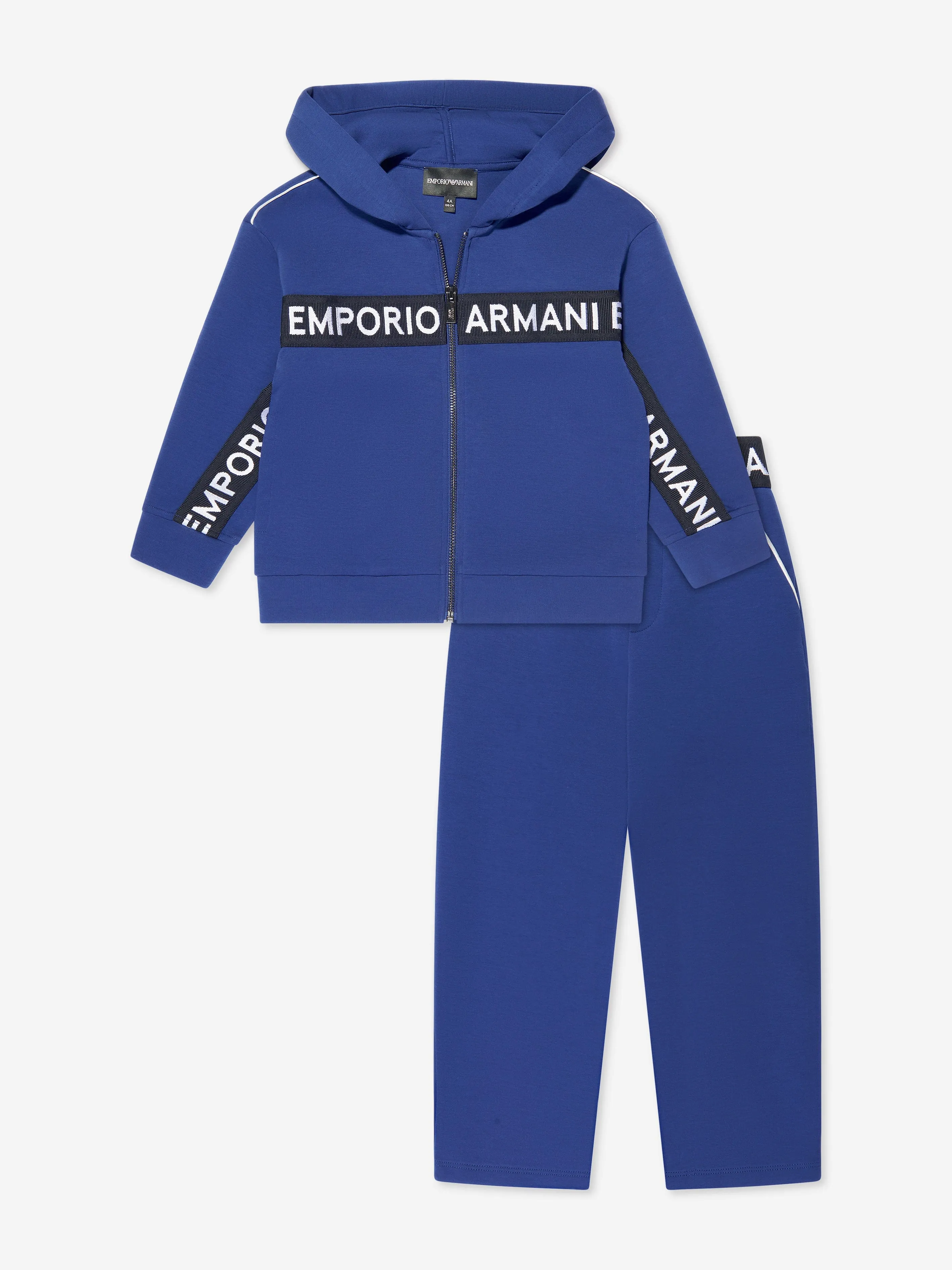 Emporio Armani Boys Logo Tape Tracksuit In Blue