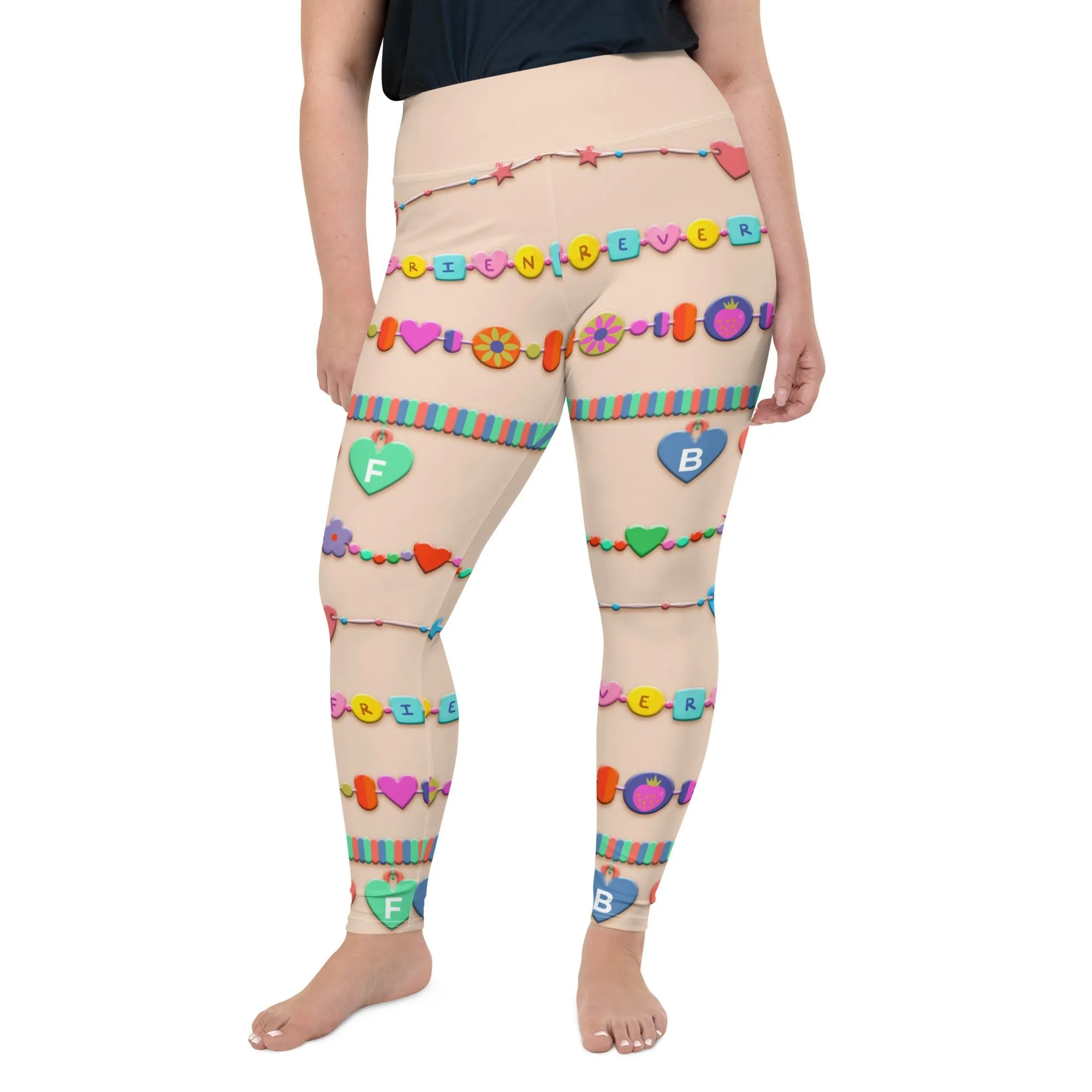 Friendship Bracelet Print Plus Size Leggings