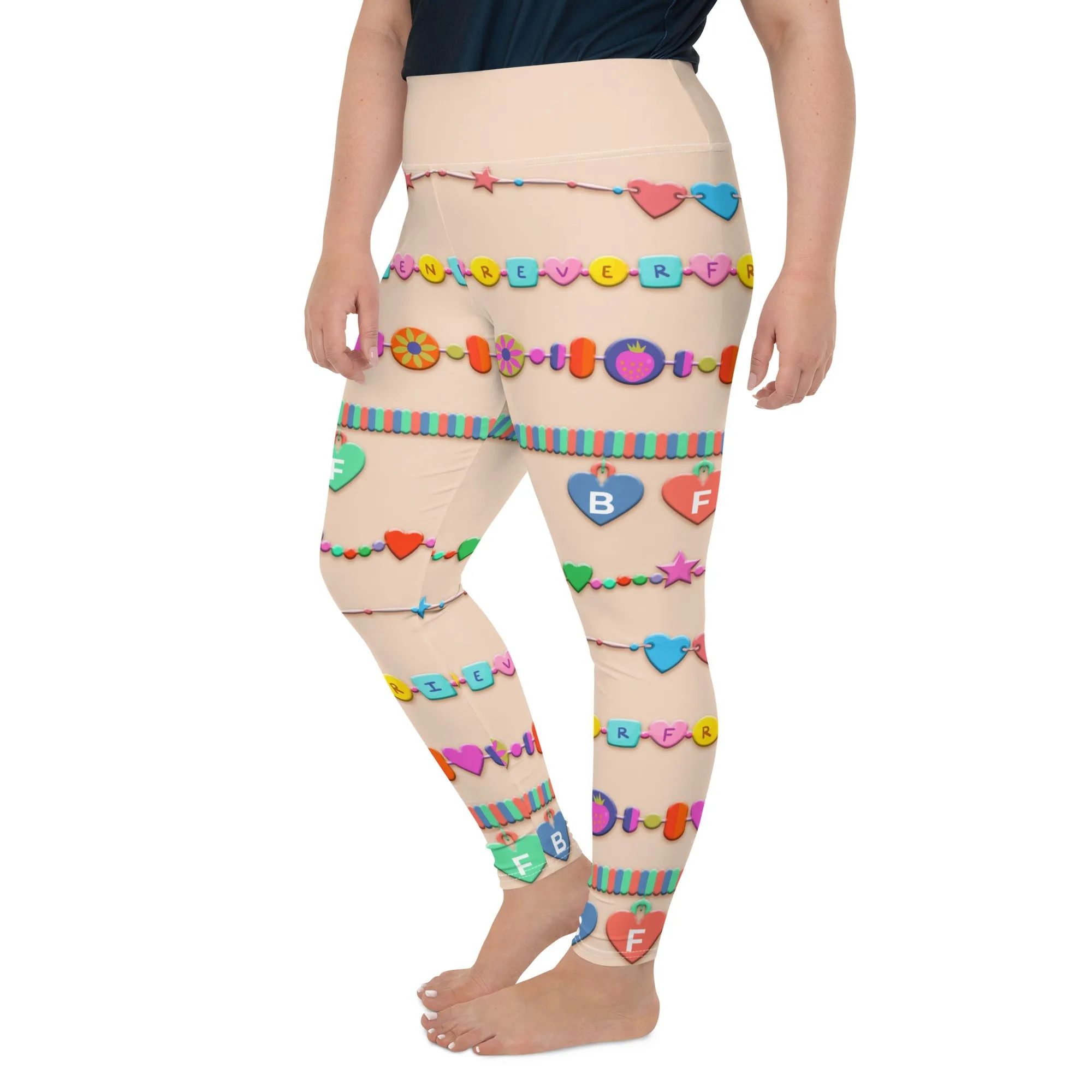 Friendship Bracelet Print Plus Size Leggings