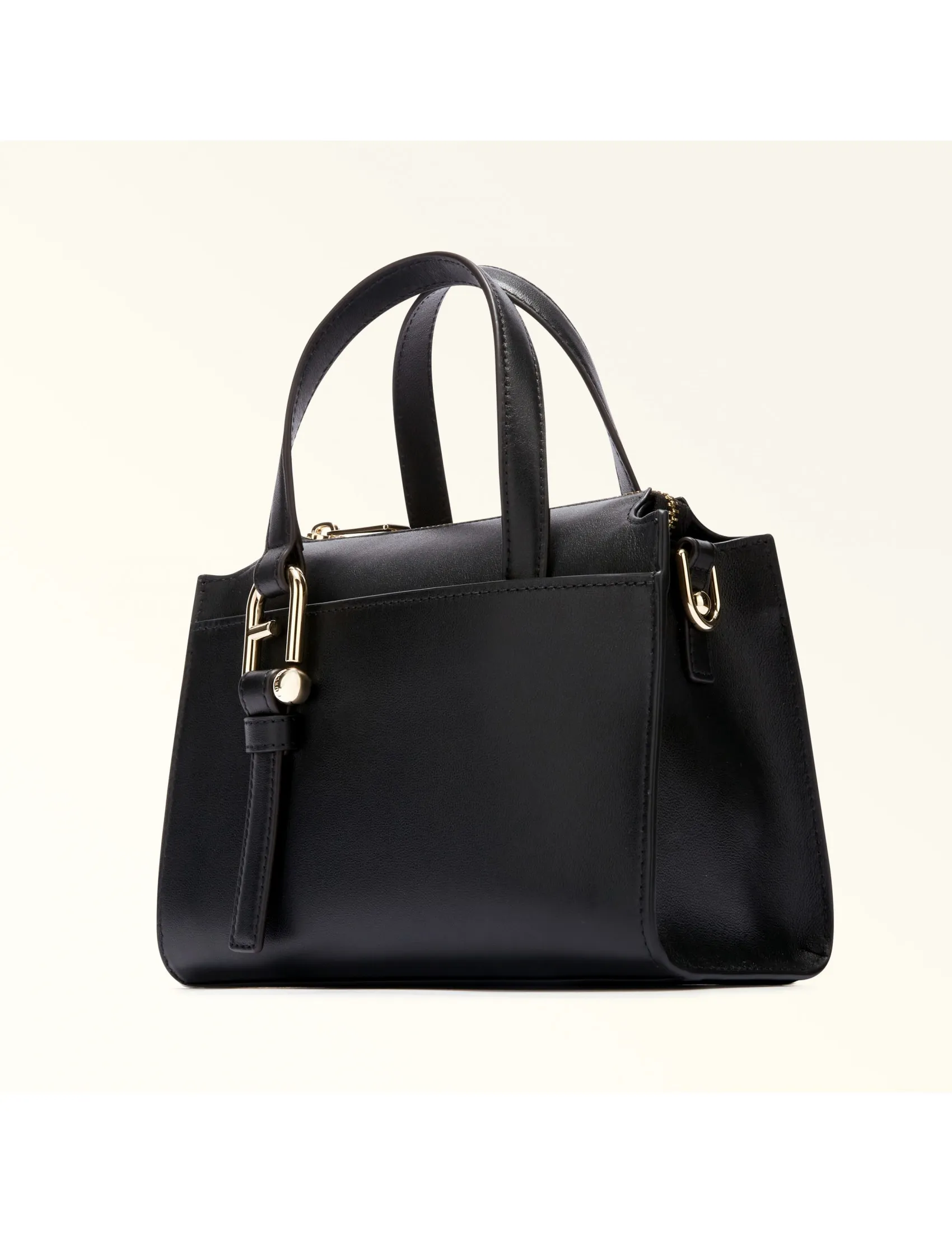 FURLA NUVOLA S BOSTON LEATHER BAG COLOR BLACK