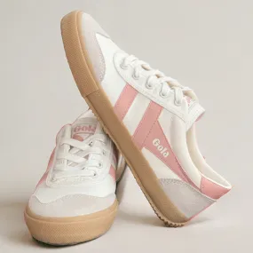 Gola Badminton Off White and Pink Canvas Trainers