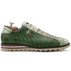 Harris Firenze 1913 Weave Leather Sneakers Green