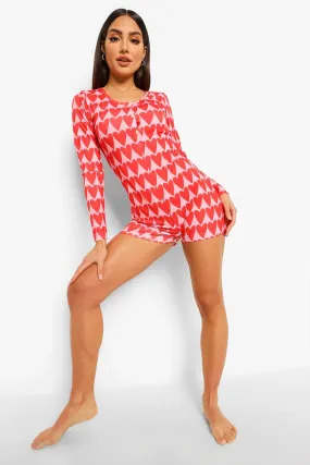 Heart Print Romper