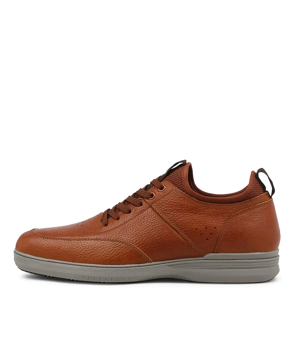 HUSH PUPPIES Lotad Tan Tumble Leather Sneakers