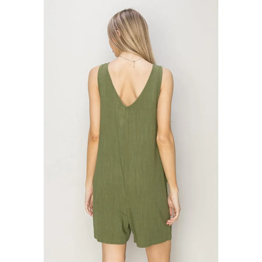 HYFVE V-Neck Sleeveless Romper with Pockets