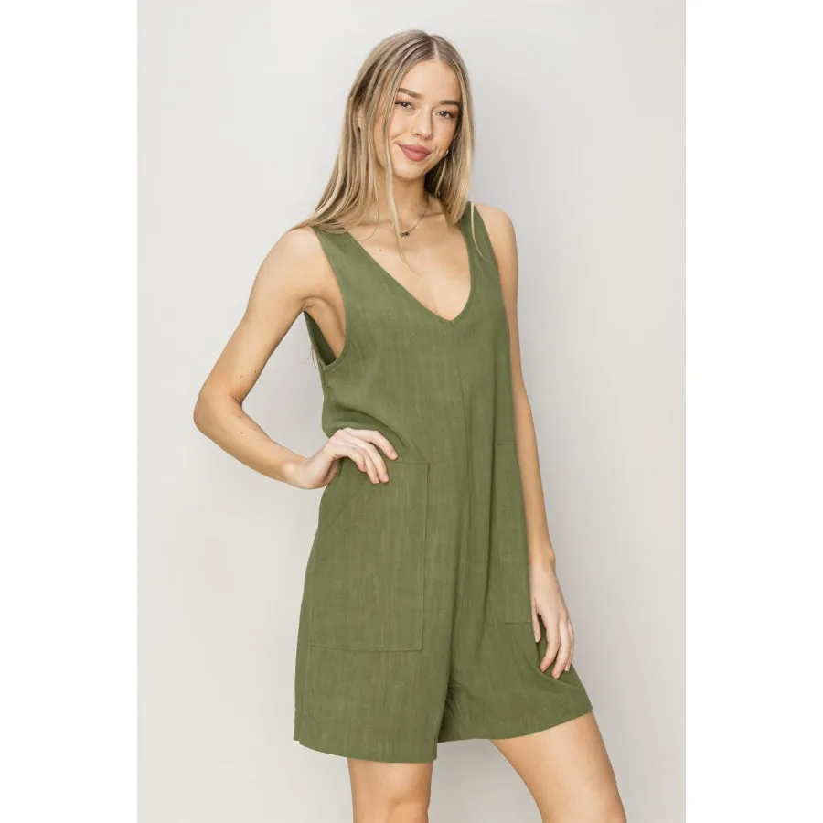 HYFVE V-Neck Sleeveless Romper with Pockets