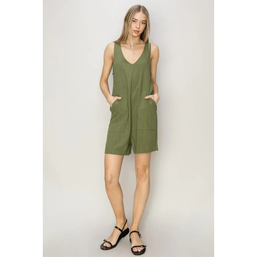 HYFVE V-Neck Sleeveless Romper with Pockets