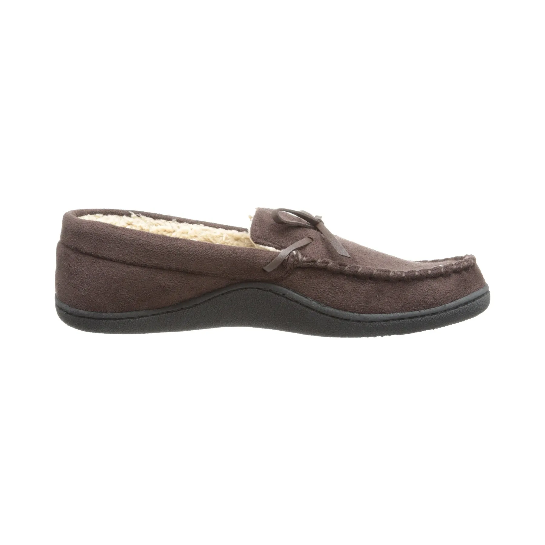 Isotoner Isotoner Men's Microsuede Boater Moccasin Slipper with Sherpa Lining