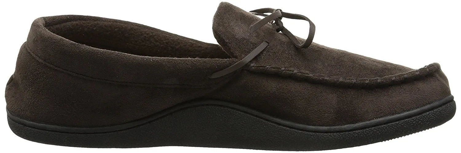 Isotoner Isotoner Men's Microsuede Boater Moccasin Slipper with Sherpa Lining