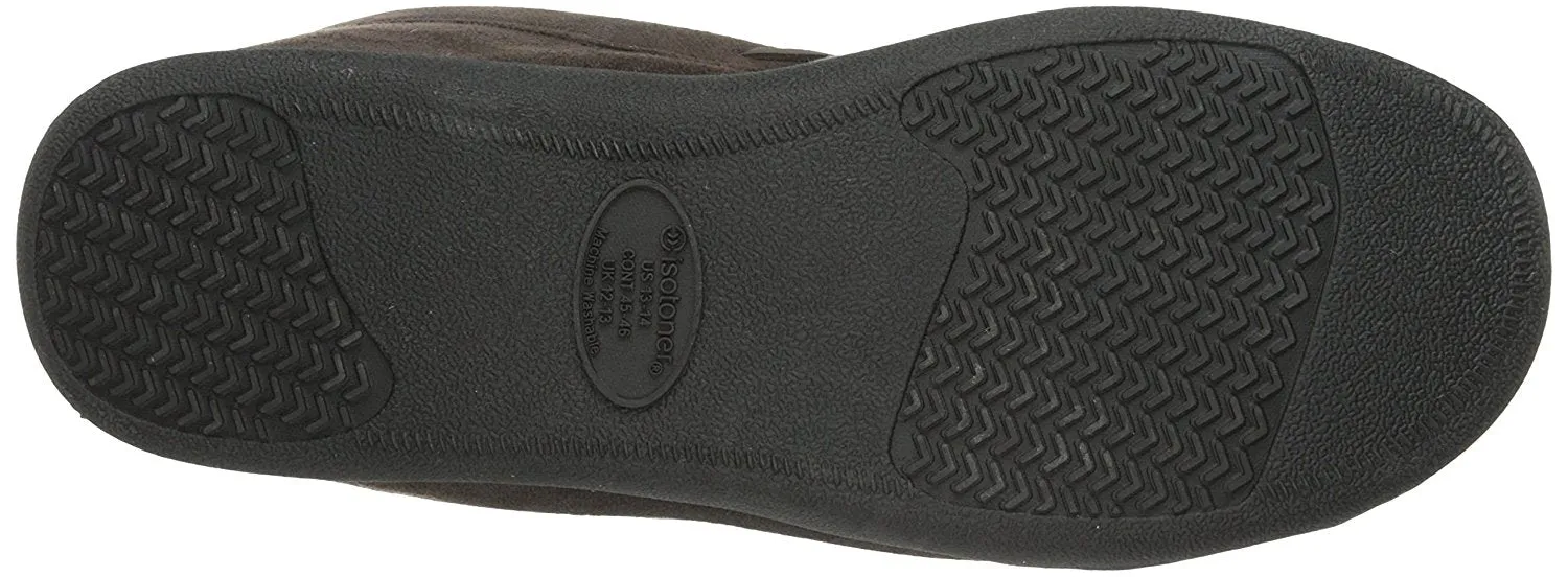 Isotoner Isotoner Men's Microsuede Boater Moccasin Slipper with Sherpa Lining