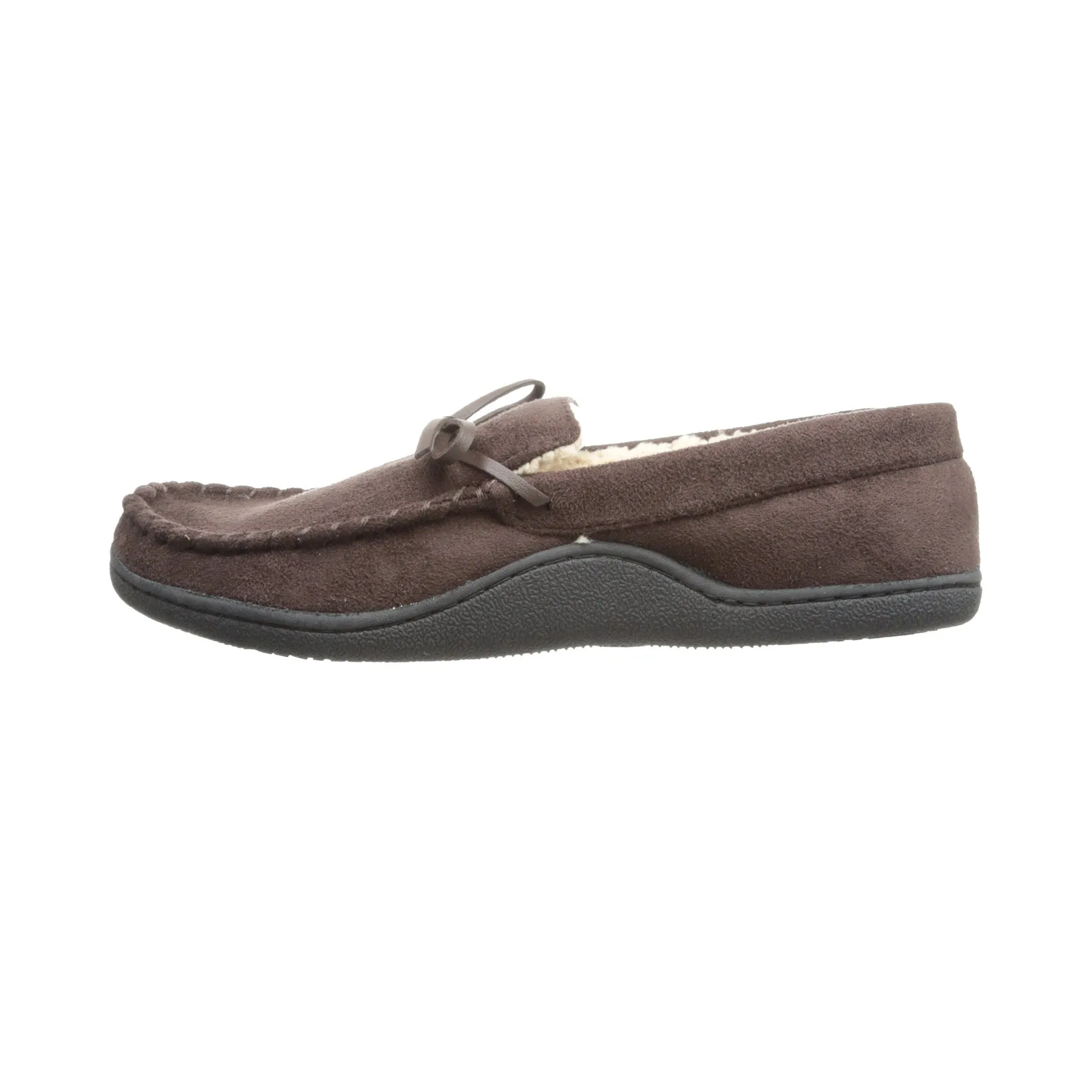 Isotoner Isotoner Men's Microsuede Boater Moccasin Slipper with Sherpa Lining