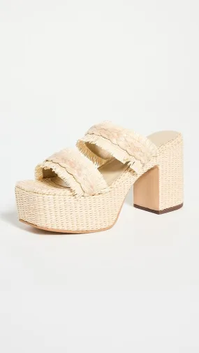 KAANAS   Zumaque Frayed Double Band Basket Weave Platform Sandals 