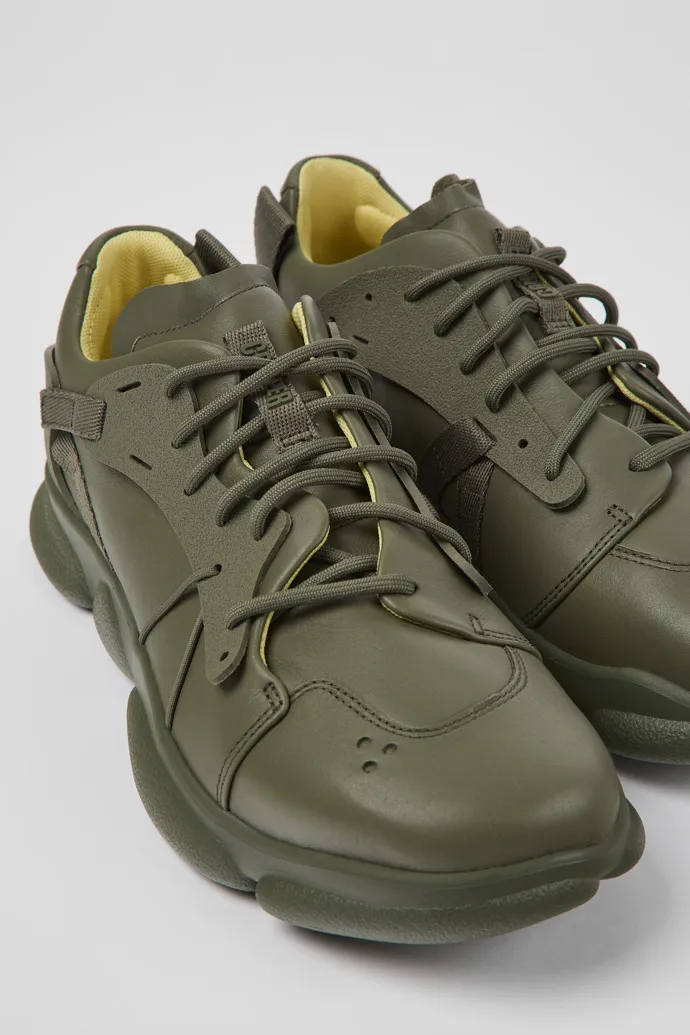 Karst Green leather and textile sneakers for men