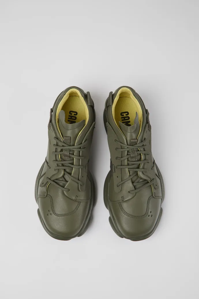 Karst Green leather and textile sneakers for men