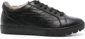 Kiton logo-debossed leather sneakers Black