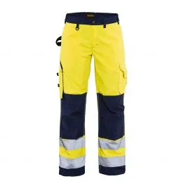 Ladies High Vis Trousers Without Holster Pockets 7155 High Vis Geel/Marin