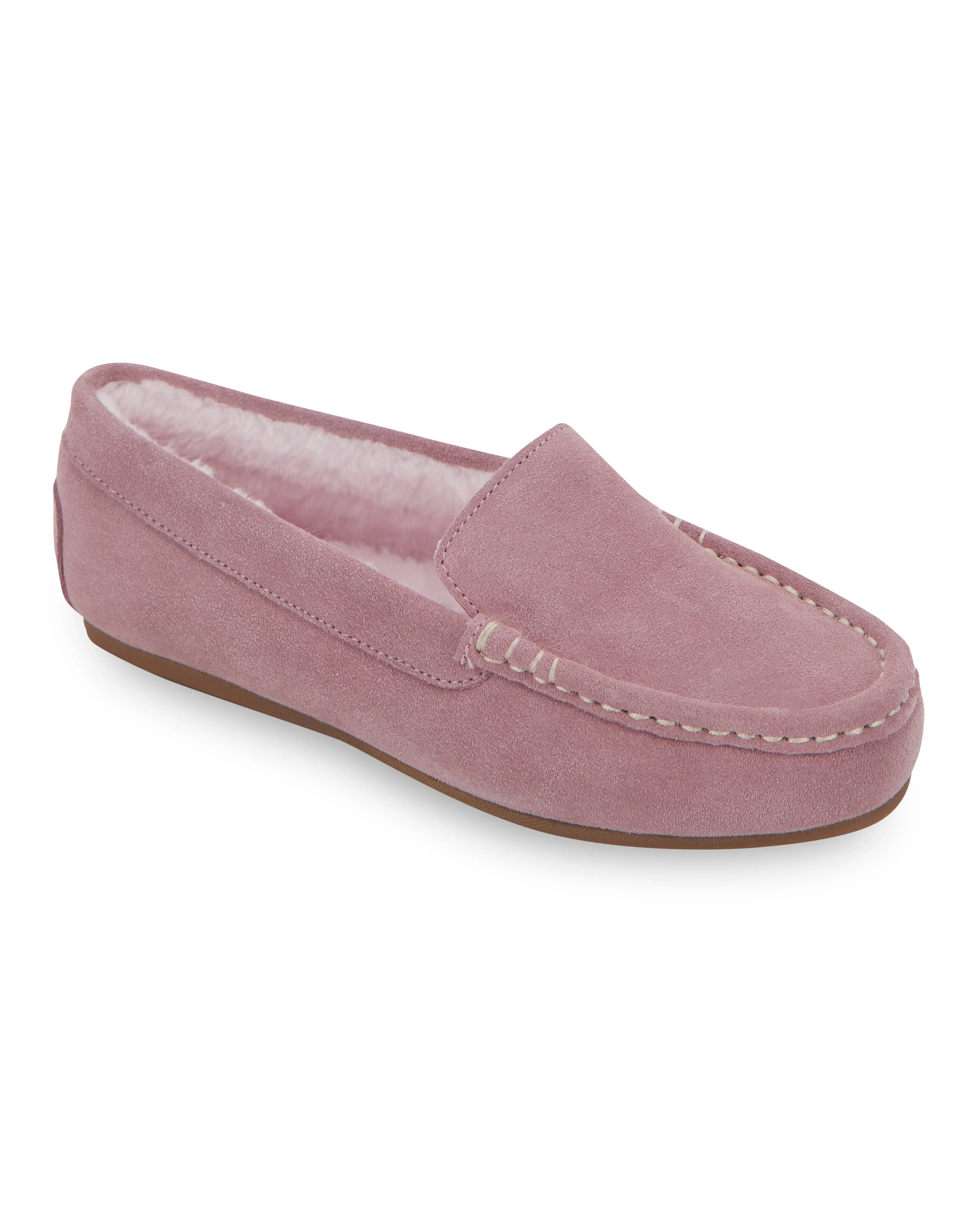 Leona Classic Suede Moccasin Slipper Wide E Fit | Simply Be