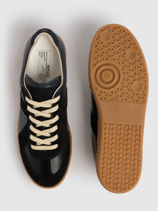 Maison Margiela   Replica leather & suede low top sneakers 