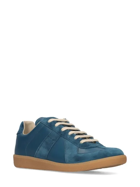 Maison Margiela   Replica leather & suede low top sneakers 