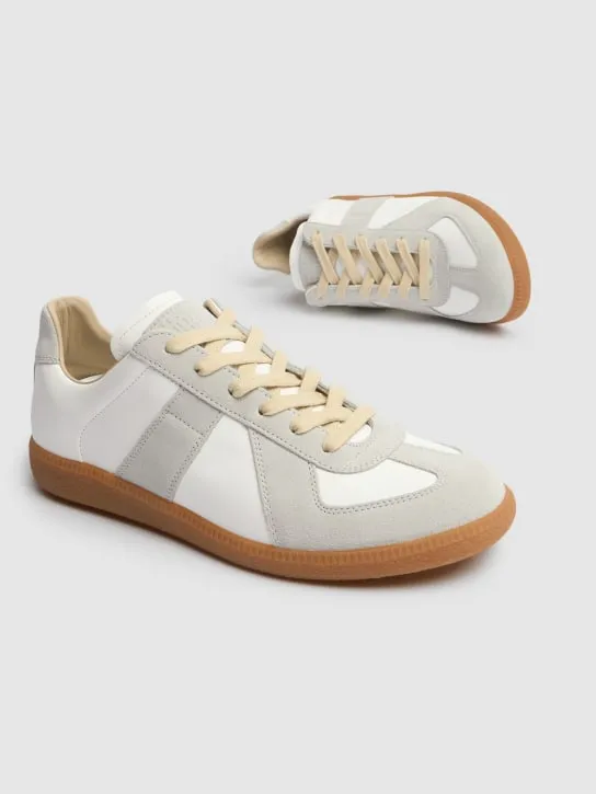 Maison Margiela   Replica leather & suede low top sneakers 