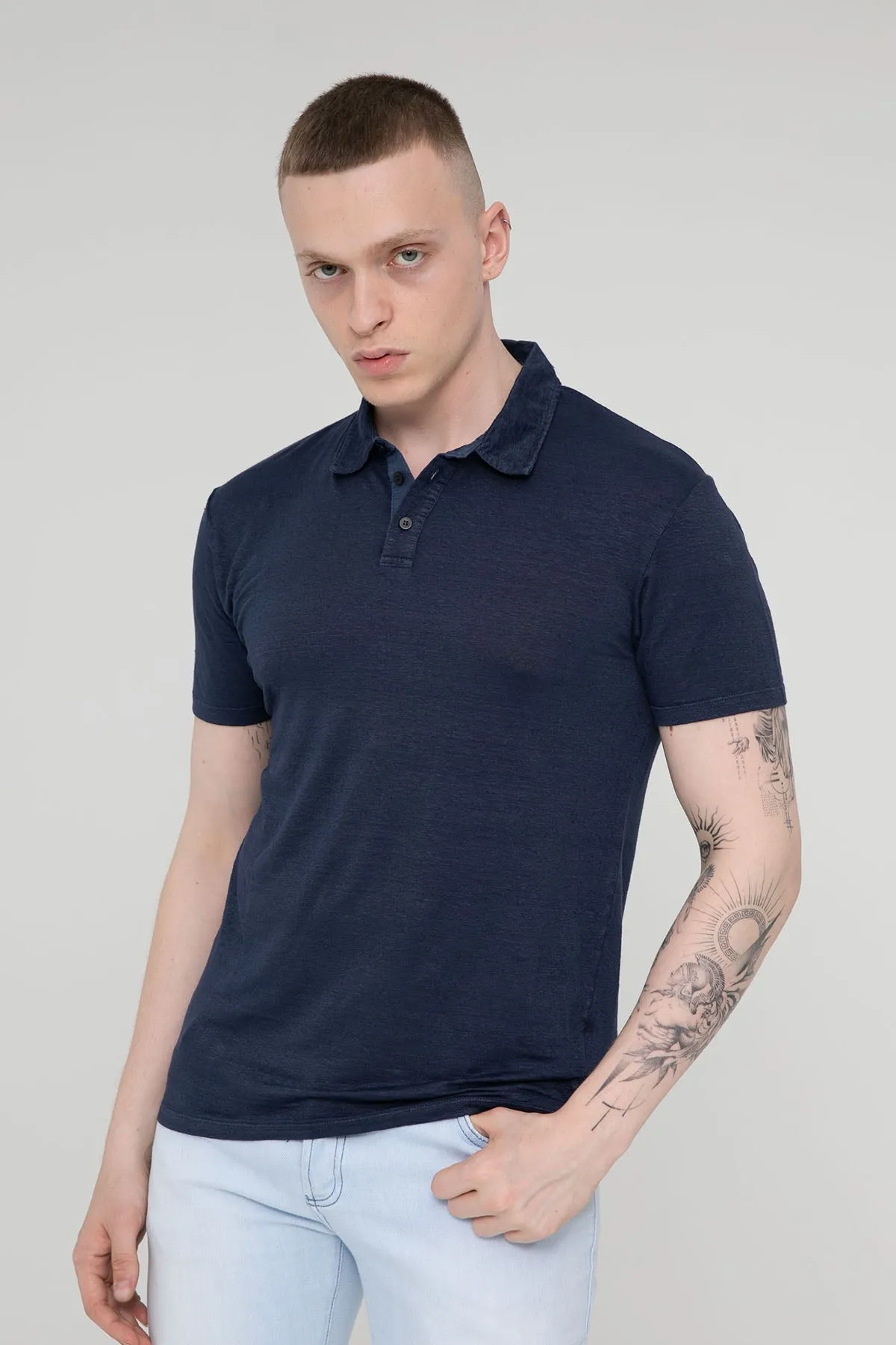 Manifattura Polo Yaka Keten T-shirt