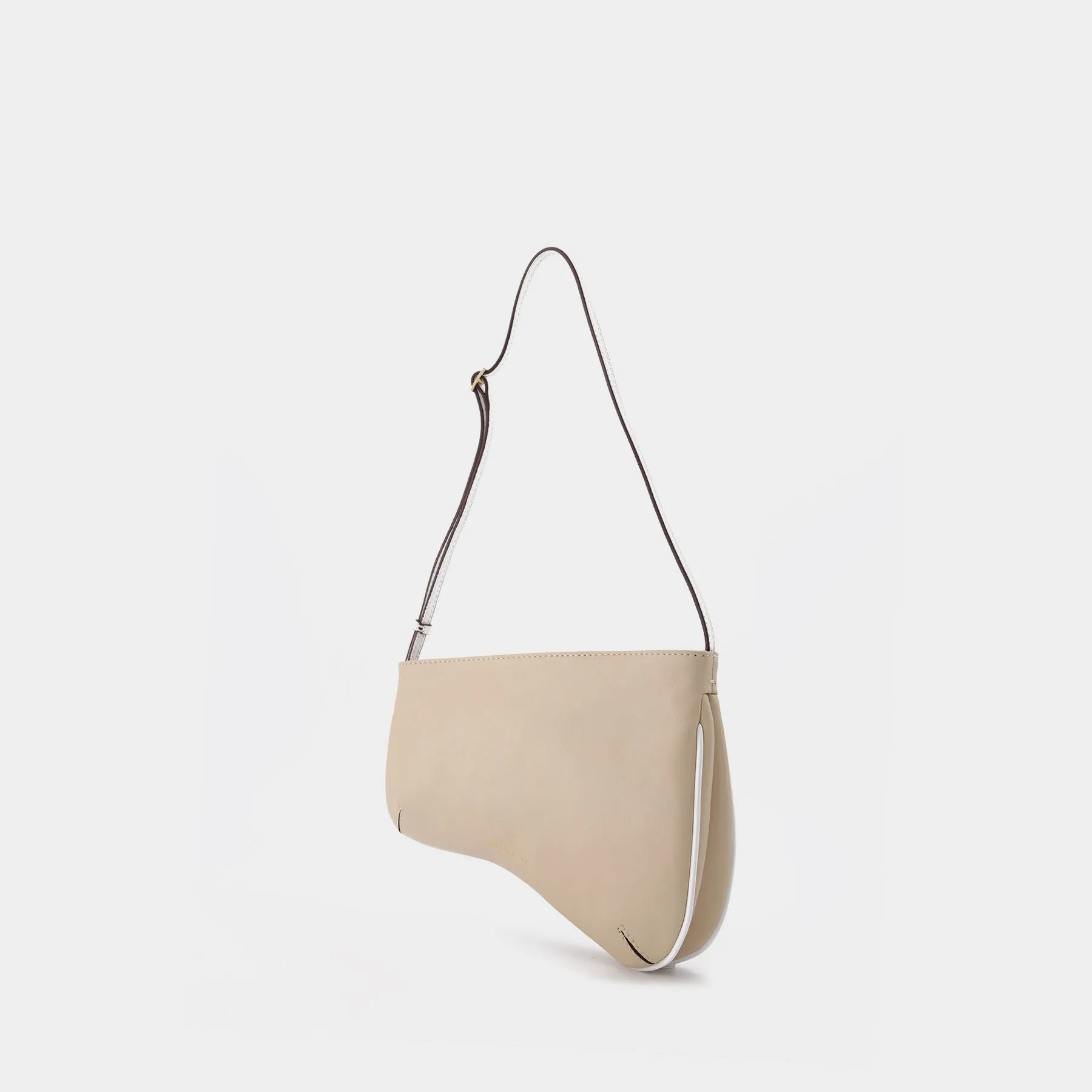 Manu Atelier  Curve Bag in Ivory and White Leather