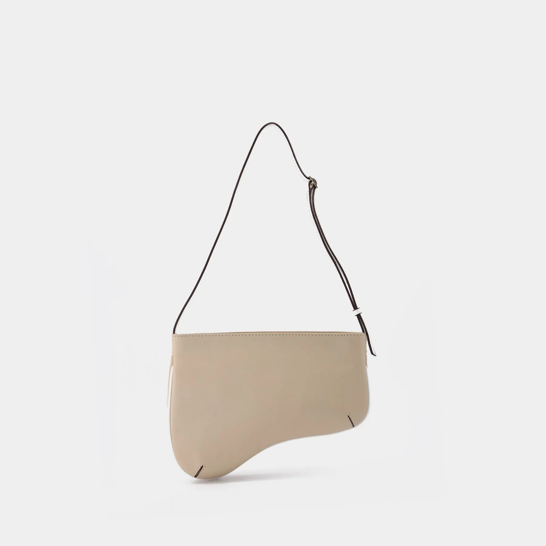 Manu Atelier  Curve Bag in Ivory and White Leather