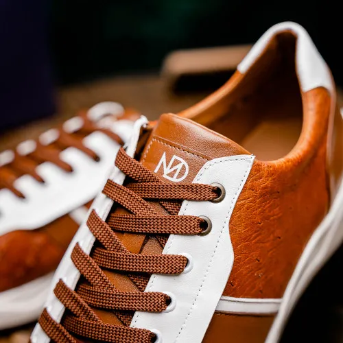 Marco Di Milano Lyon II Brandy/White Ostrich and Calfskin Sneakers