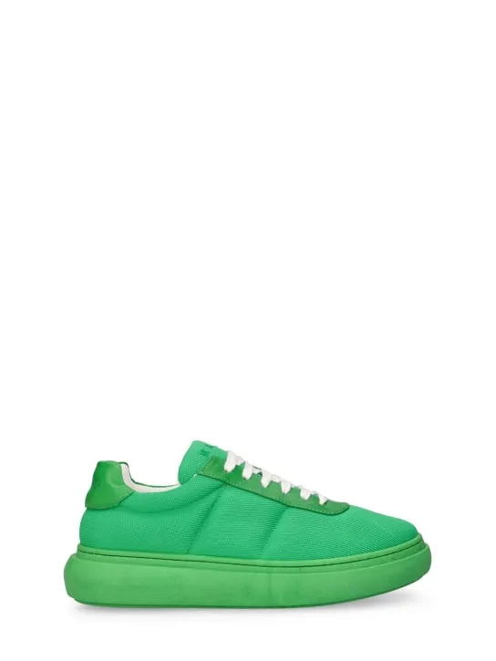 Marni Junior   Leather & cotton lace-up sneakers 