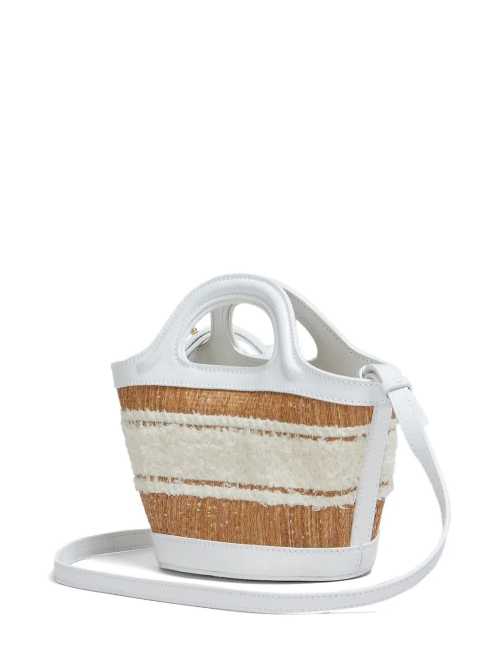 MARNI Tropicalia Micro Bag In White Raffia Effect Leather With Logo