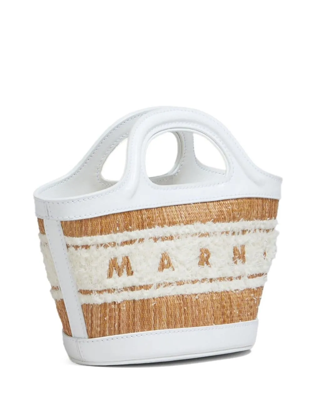 MARNI Tropicalia Micro Bag In White Raffia Effect Leather With Logo