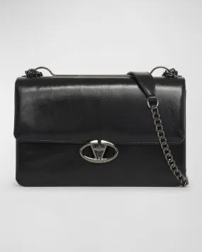 Medium VLOGO Glossy Leather Shoulder Bag