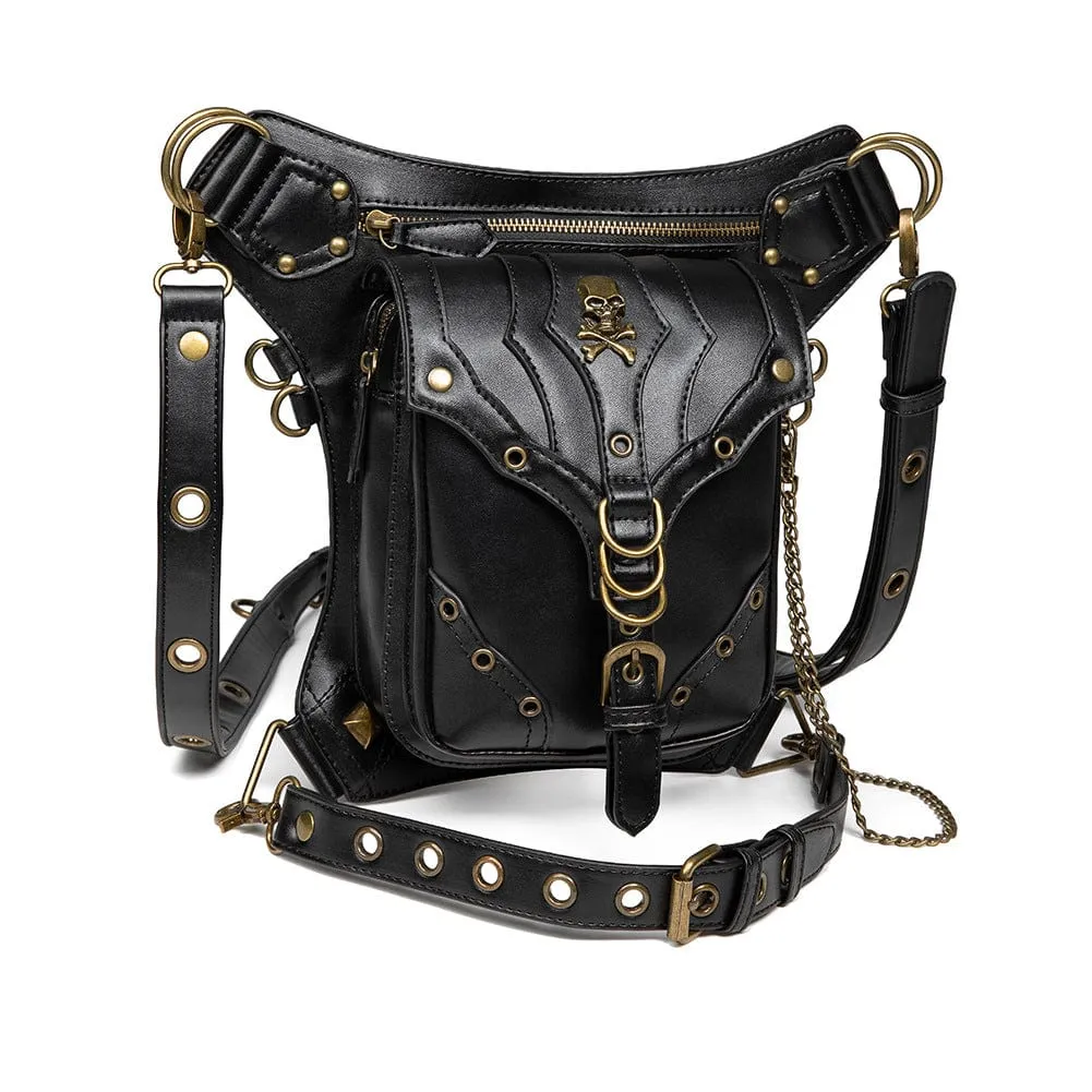 Men's Steampunk Skull Eyelet Multifunctional Faux Leather Bag