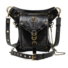 Men's Steampunk Skull Eyelet Multifunctional Faux Leather Bag