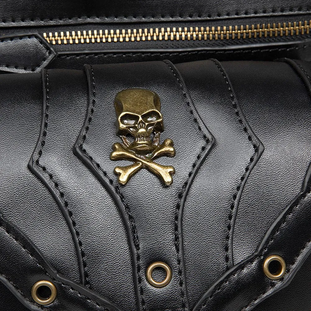 Men's Steampunk Skull Eyelet Multifunctional Faux Leather Bag