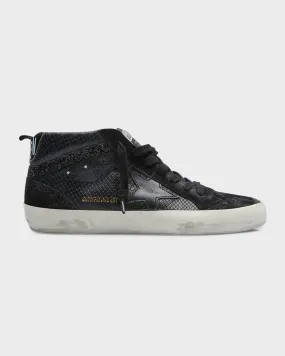 Mid Star Wing-Tip Snake-Embossed Faux-Leather Sneakers 