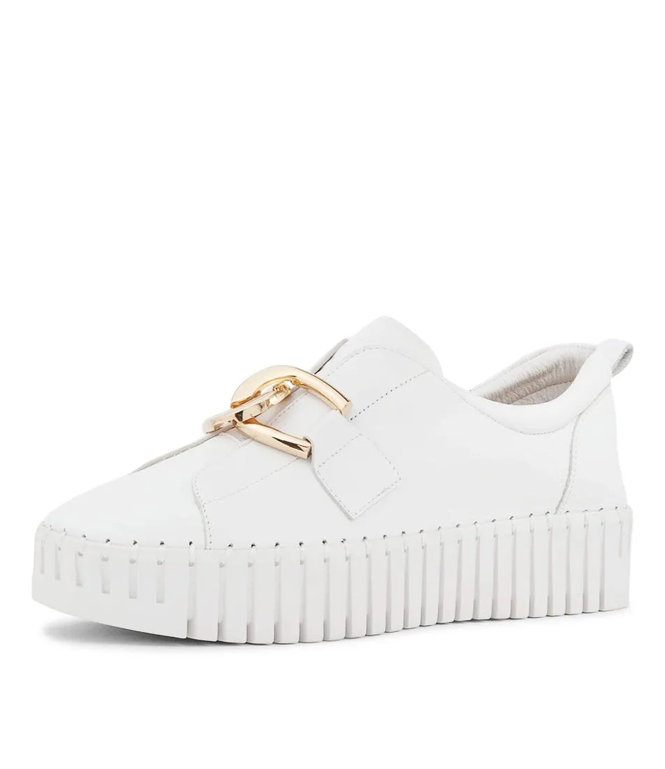 MIDAS Buckles White White Sole Leather Sneakers