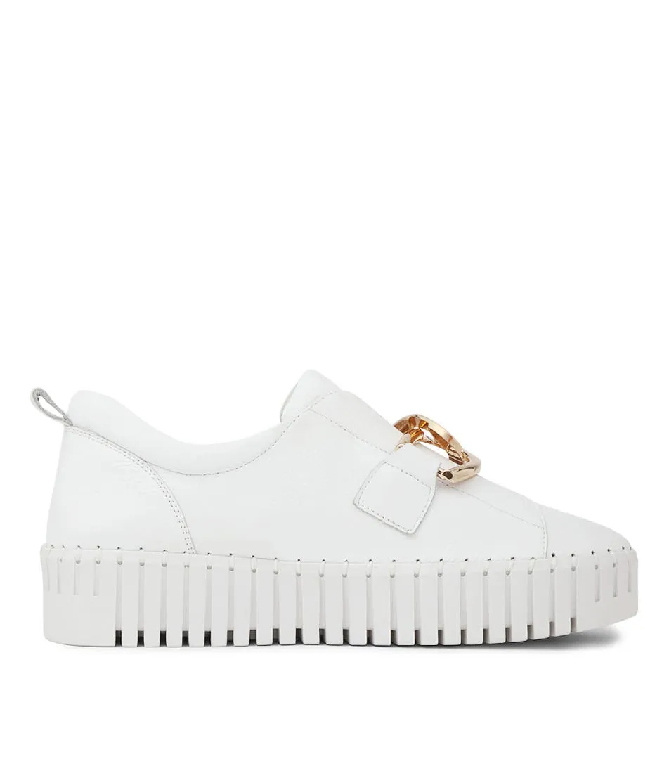 MIDAS Buckles White White Sole Leather Sneakers