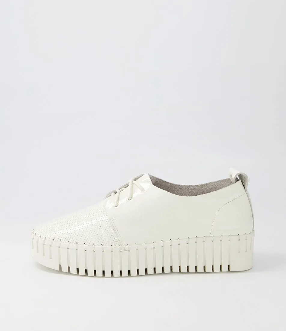 MIDAS Busto Off White Ivory Patent Leather Sneakers